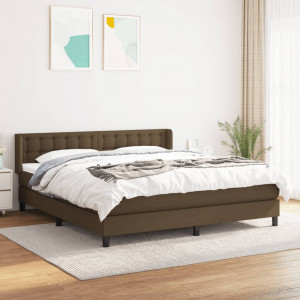 Cama box spring con colchón tela marrón oscuro 180x200 cm D