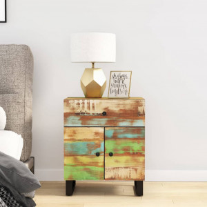 Mesita de noche madera reciclada y contrachapada 50x33x60 cm D