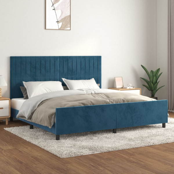 Estrutura de cama em veludo azul escuro com cabeceira 200x200 cm D