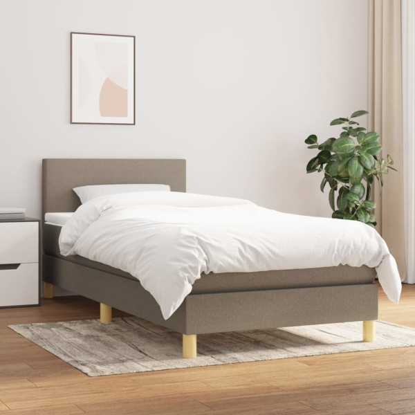 Cama box spring com colchão de tecido cinza taupe 80x200 cm D