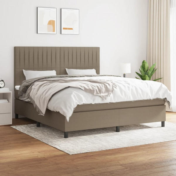 Cama box spring com colchão de tecido cinza taupe 160x200 cm D