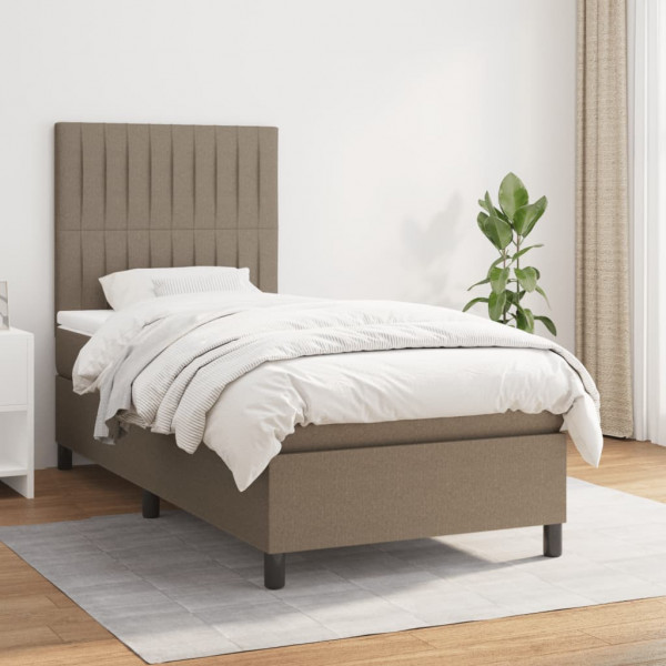 Cama box spring com colchão de tecido cinza taupe 80x200 cm D