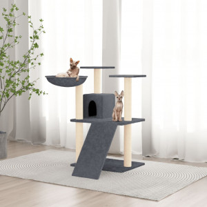 Rascador para gatos con postes de sisal gris oscuro 83 cm D