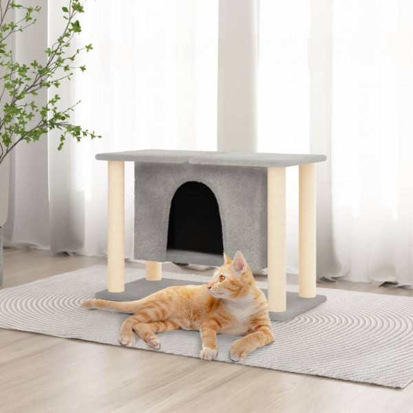 Poste para arranhar gatos com postes de sisal cinza claro 190 cm D