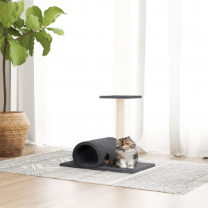 Poste rascador para gatos con túnel gris oscuro 60x34.5x50 cm D