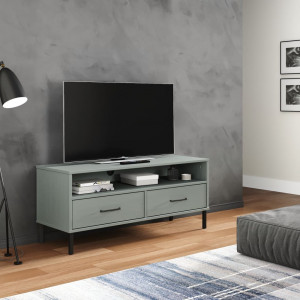 Mueble de TV con patas de metal OSLO madera maciza pino gris D