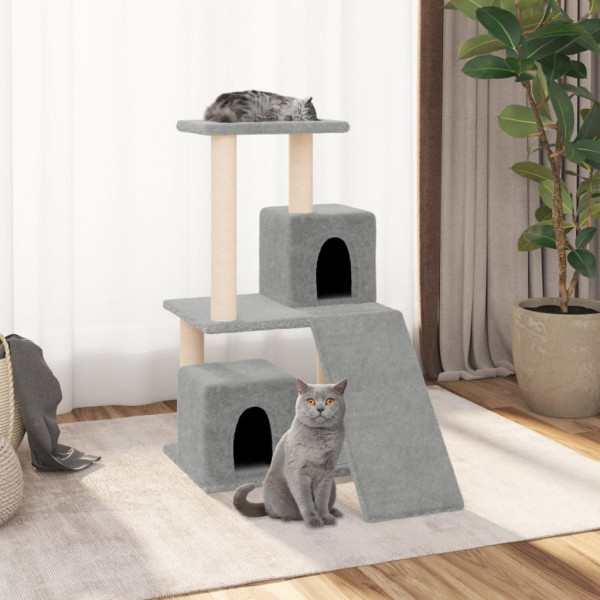 Raspador para gatos com postes de sisal cinza claro 82 cm D