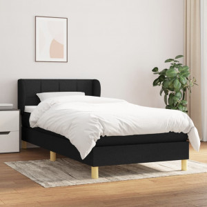 Cama box spring con colchón tela negro 100x200 cm D