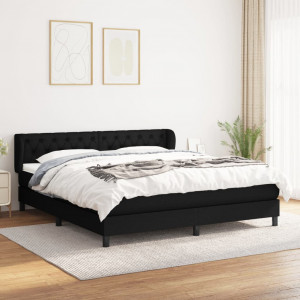 Cama box spring con colchón tela negro 160x200 cm D