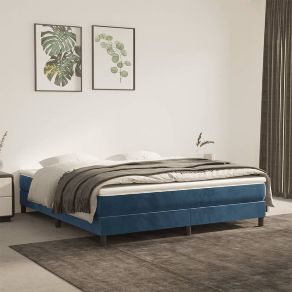 Cama box spring com colchão veludo azul escuro 180x200 cm D