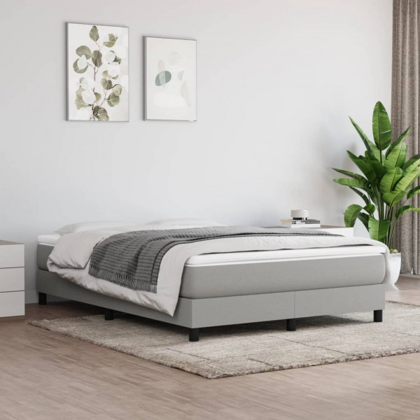 Cama box spring com colchão tecido cinza claro 140x190 cm D