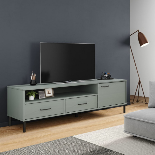 Mueble de TV con patas de metal OSLO madera maciza pino gris D