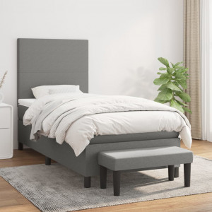Cama box spring con colchón tela gris oscuro 90x200 cm D