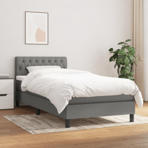 Cama box spring con colchón tela gris oscuro 90x190 cm D