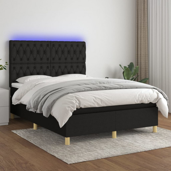 Cama con somier y colchón Negro 90x200 cm Tela