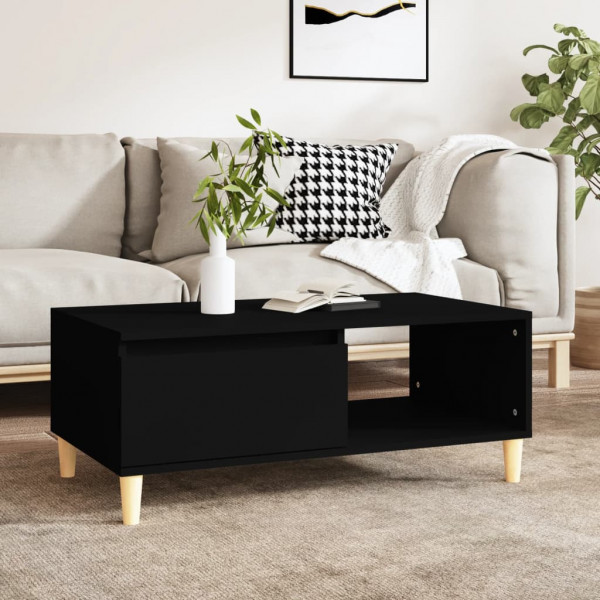 Mesa de centro madera contrachapada negro 90x50x36.5 cm D