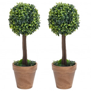Plantas de boj artificial 2 uds forma bola maceta verde 56 cm D
