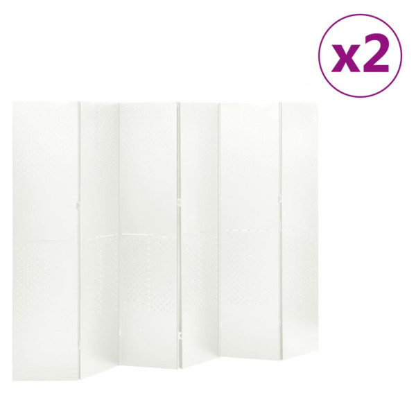 Biombos divisores de 6 paneles 2 uds blanco acero 240x180 cm D