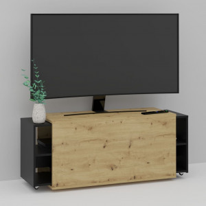 FMD Mobiliário para TV preto e carvalho artesanal 194.5x39.9x49.2 cm D