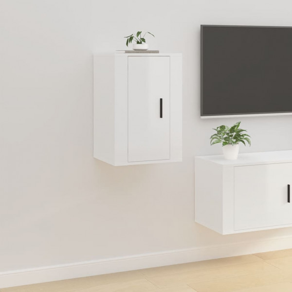 Mueble para TV de pared blanco brillante 40x34.5x60 cm D