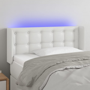Cabecero con LED cuero sintético blanco 93x16x78/88 cm D