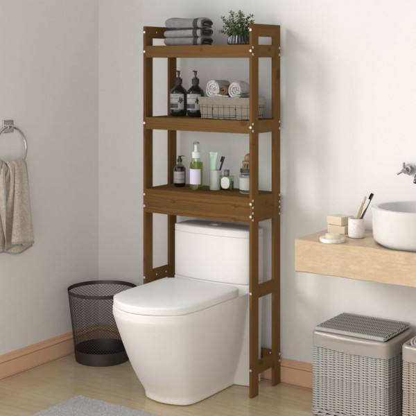 Estante de baño madera maciza de pino marrón miel 63x26x171 cm D