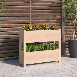 Jardinera de madera maciza de pino 77x25x66 cm D