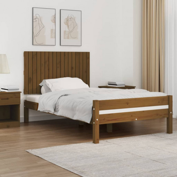 Cabeceira cama parede madeira maciça pinho marrom mel 108x3x60 cm D