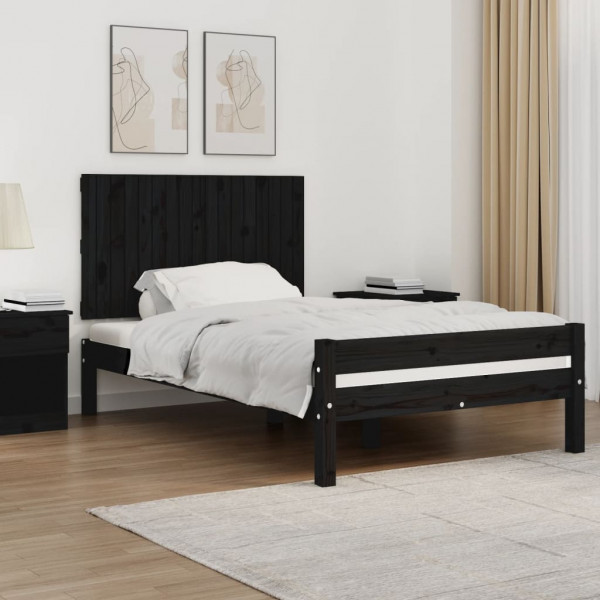 Cabeça de cama de parede madeira maciça pinho preto 108x3x60 cm D