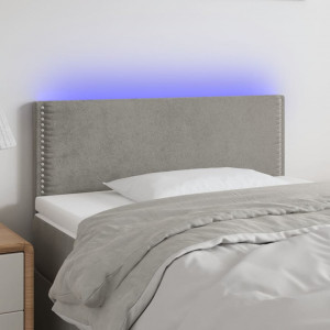 Cabecero con LED de terciopelo gris claro 100x5x78/88 cm D