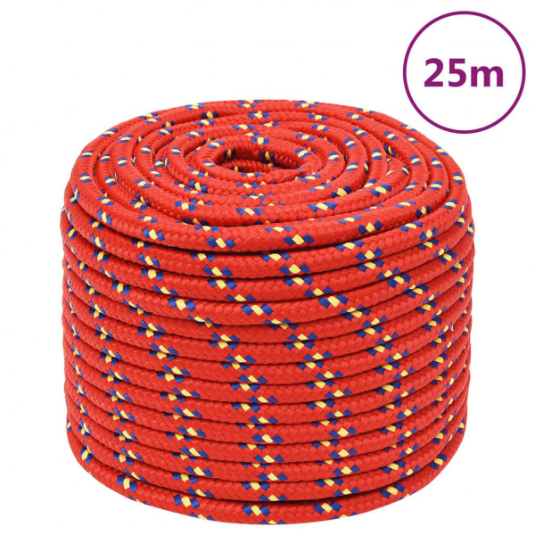 Cordas de barco de polipropileno vermelho de 12 mm 25 m D