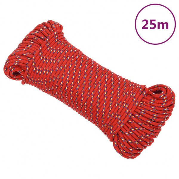 Cuerda de barco polipropileno rojo 4 mm 25 m D