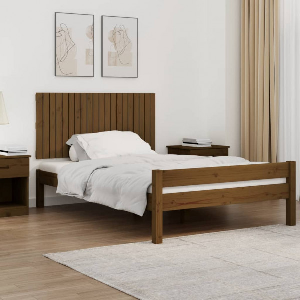 Cabeceira cama parede madeira maciça pinho marrom mel 127.5x3x60cm D