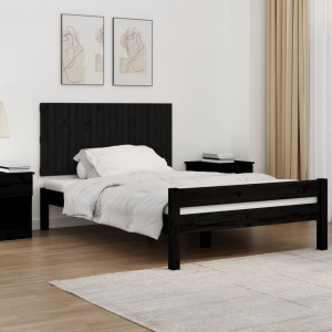 Cabecero de cama pared madera maciza pino negro 127.5x3x60 cm D