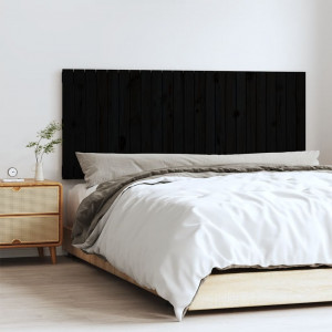 Cabecero de cama de pared madera maciza pino negro 147x3x60 cm D