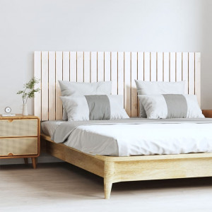 Cabecero de cama pared madera maciza pino blanco 159.5x3x60 cm D