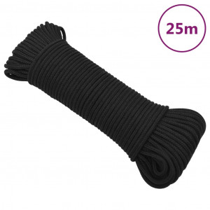 Cordas de barco de polipropileno preto intenso de 4 mm 25 m D