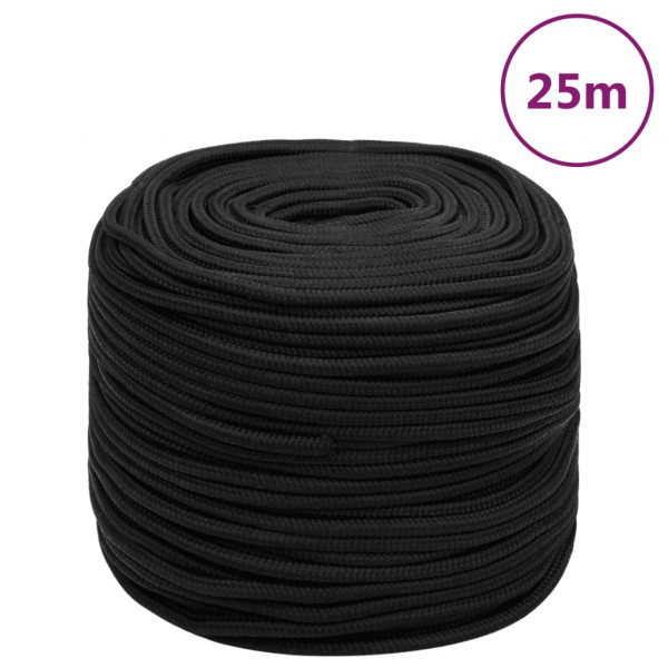 Cordas de barco de polipropileno preto intenso de 10 mm 25 m D