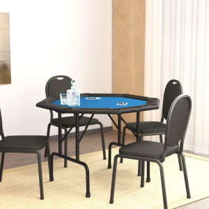 Tabela de póquer dobrável para 8 jogadores azul 108x108x75 cm D