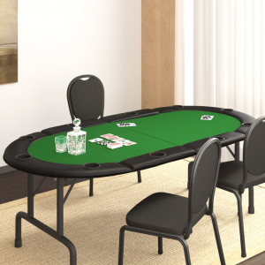 Tabuleiro de poker dobrável para 10 jogadores verde 208x106x3 cm D
