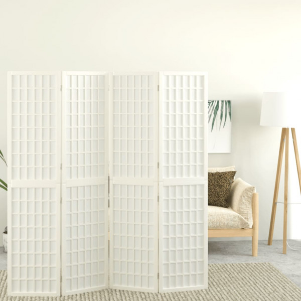 Biombo plegable con 4 paneles estilo japonés blanco 160x170 cm D