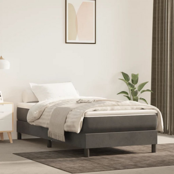 Cama box spring com colchão de veludo cinza escuro 80x200 cm D