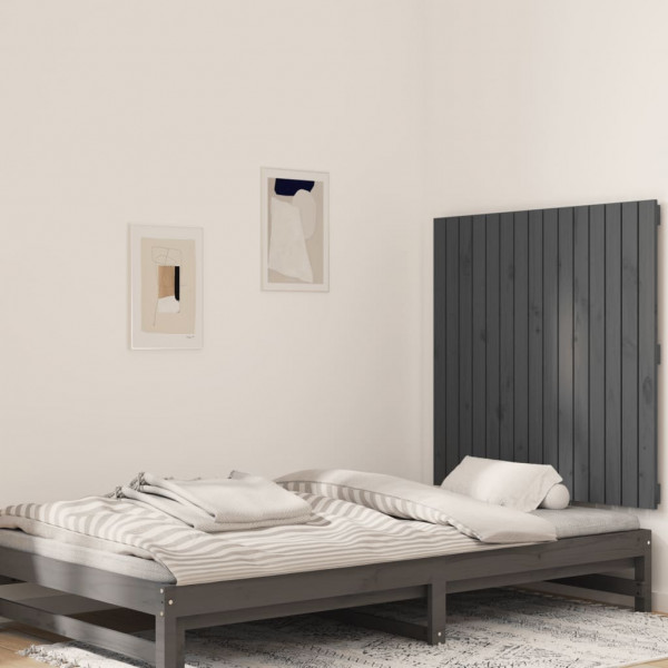 Cabeceira de cama de parede em madeira maciça de pinho cinza 95,5x3x90 cm D