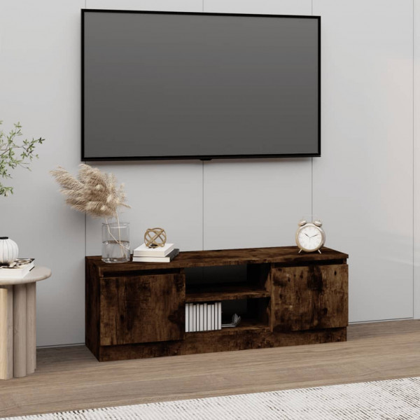 Mobiliário de televisão com porta de carvalho fumado 102x30x36 cm D