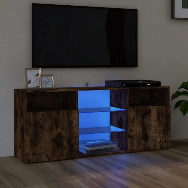 Mueble de TV con luces LED roble ahumado 120x30x50 cm D