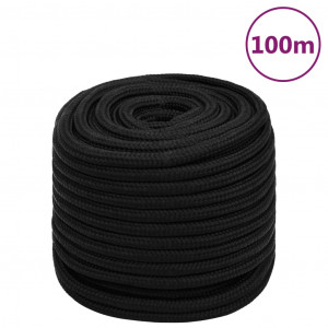 Cordas de trabalho de poliéster preto 16 mm 100 m D