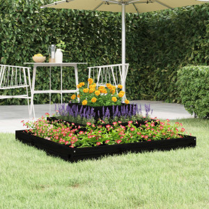 Jardinera de madera maciza de pino negro 80x80x27 cm D