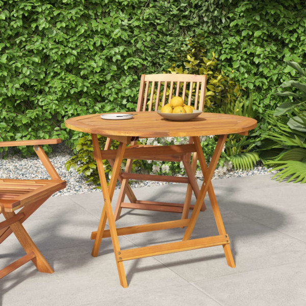 Mesa de jardín plegable madera maciza de acacia Ø 90x75 cm D