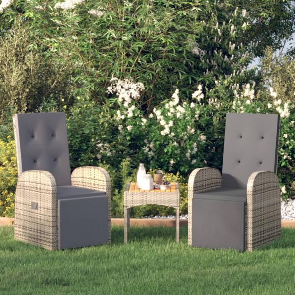 Poltronas de jardim reclináveis com almofadas 2 D