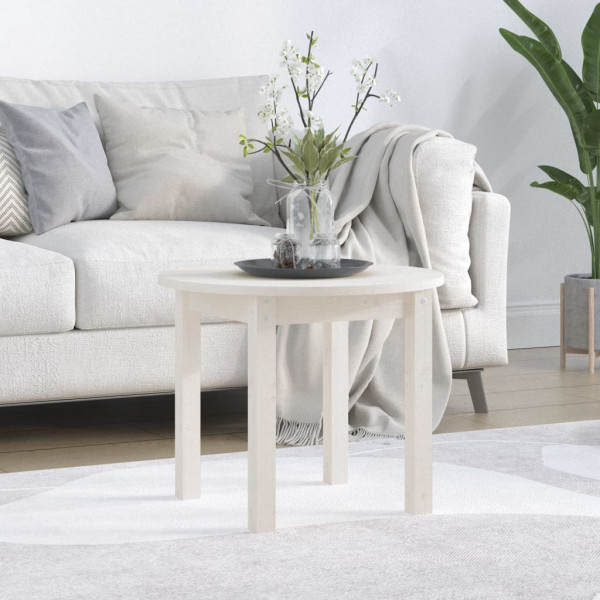 Mesa de centro de madeira maciça de pinho branco Ø 55x45 cm D